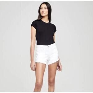 L’AGENCE Ryland High Rise Cut Off Shorts White Blanc Denim Raw Hem US 31 NWT